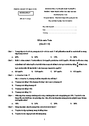 Đề kiểm tra năng lực đầu vào môn Toán Lớp 6 - Mã đề 118 - Năm học 2021-2022 - Phòng giáo dục và đào tạo Bắc Ninh